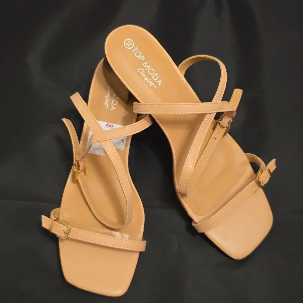 BRAND NEW TOP MODA COMFORT ELEGANT STRAPPY LOW BLOCK HEEL SANDAL